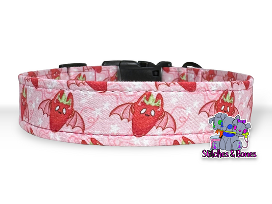 Dog Collar | 13-20” x1” | Strawberry Bats